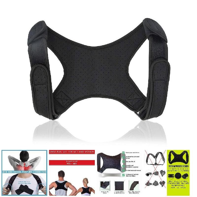 Posture Corrector Adjustable Back Fracture Support Men/women Back Clavicle Spine Shoulder Correction Brace Belt Strap M2(#black)
