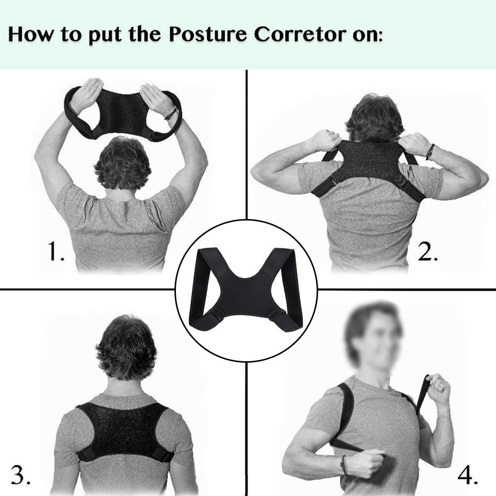 Posture Corrector Adjustable Back Fracture Support Men/women Back Clavicle Spine Shoulder Correction Brace Belt Strap M2(#black)