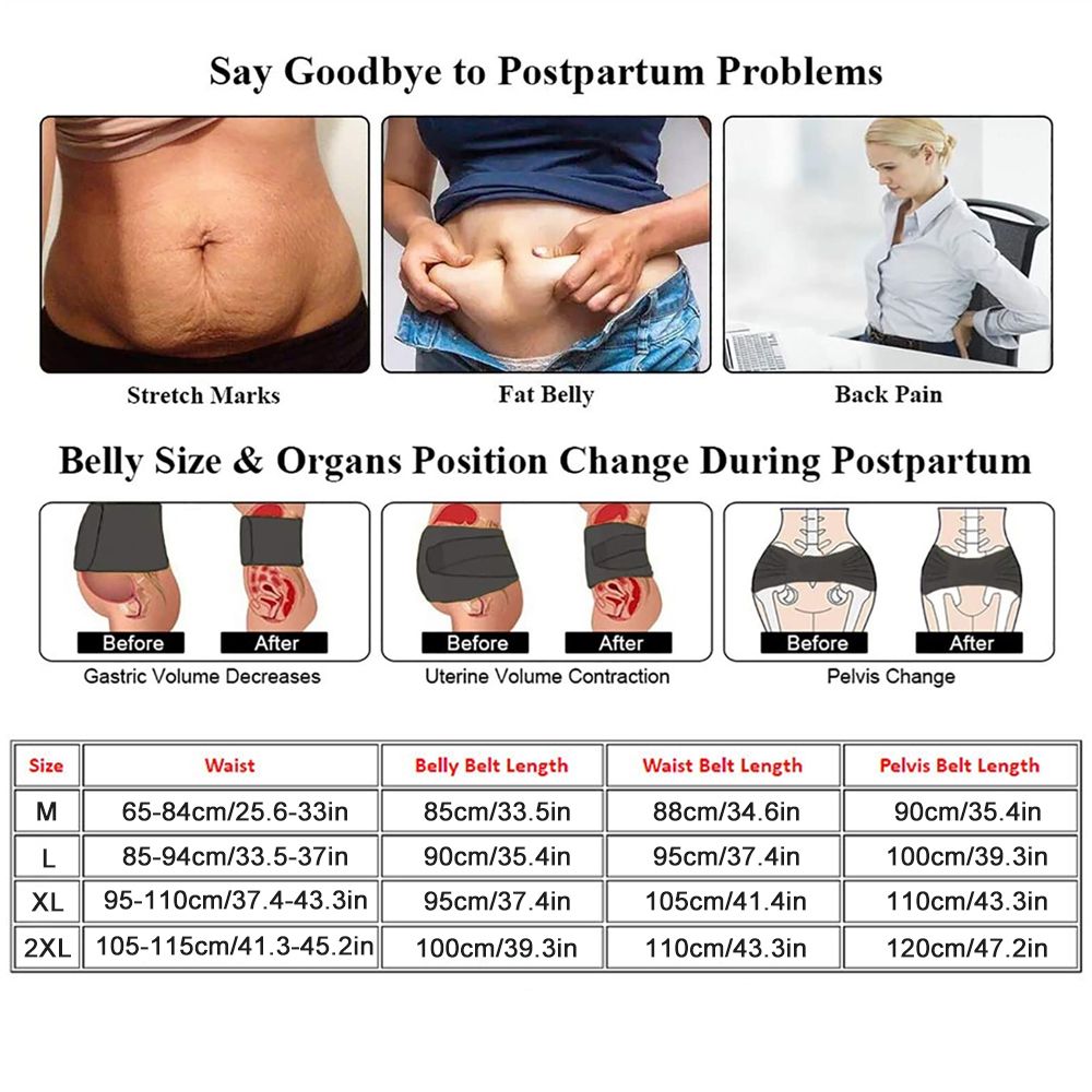 (Beige-3 In 1 Belt)Postpartum Belly Band Belt 3In1 Wrap Girdle,C Section Post Pregnancy Suppor JIN