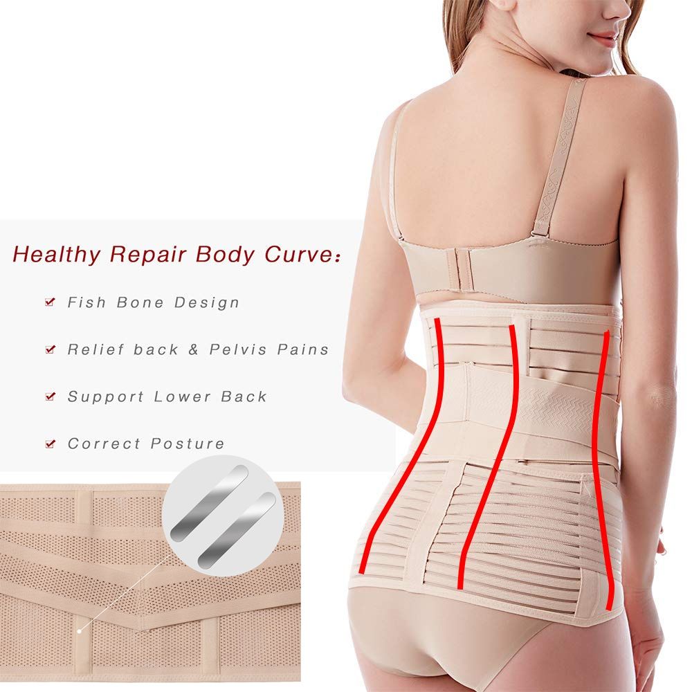 (Beige-3 In 1 Belt)Postpartum Belly Band Belt 3In1 Wrap Girdle,C Section Post Pregnancy Suppor JIN