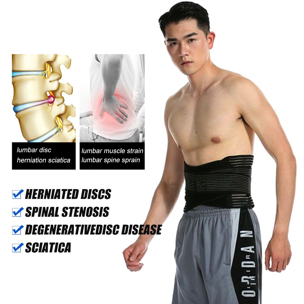 (Black)Breathable Lumbar Back Support Belt With Adjustable Dual Waist Straps For Sciatica, Her JIN