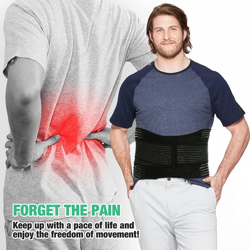 (Black)Breathable Lumbar Back Support Belt With Adjustable Dual Waist Straps For Sciatica, Her JIN