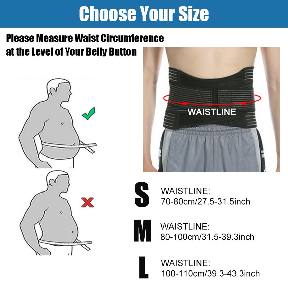 (Black)Breathable Lumbar Back Support Belt With Adjustable Dual Waist Straps For Sciatica, Her JIN
