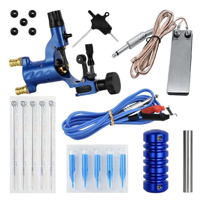 Beginner Complete Tattoo Kit Professional Machine Rotary Tool Set Blue