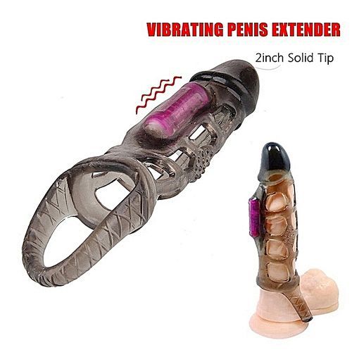 Vibrating Penis Extender With Cockring Reusable Condom Sleeve Delay Time Sex Toys For Male Men