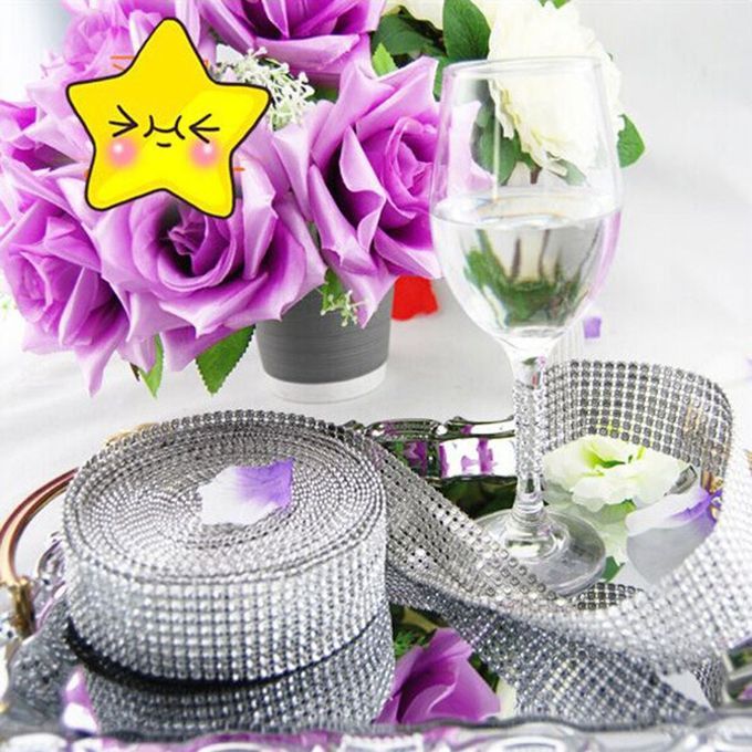 24 Rows/Set Rhine  Mesh Ribbon  Ake Roll Wrap Fashion Wedding Dress Wrap-silver
