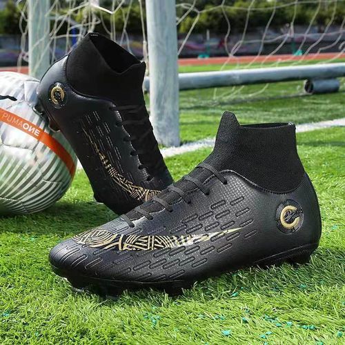 {MijaGrace} Men's High-Top Anti-Skid Studded Football Boot - Black - EU36-49