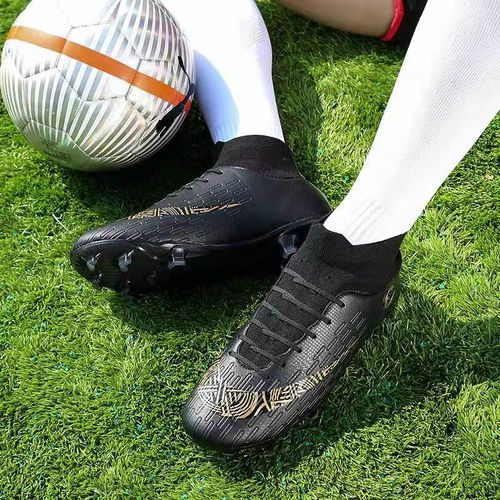 {MijaGrace} Men's High-Top Anti-Skid Studded Football Boot - Black - EU36-49