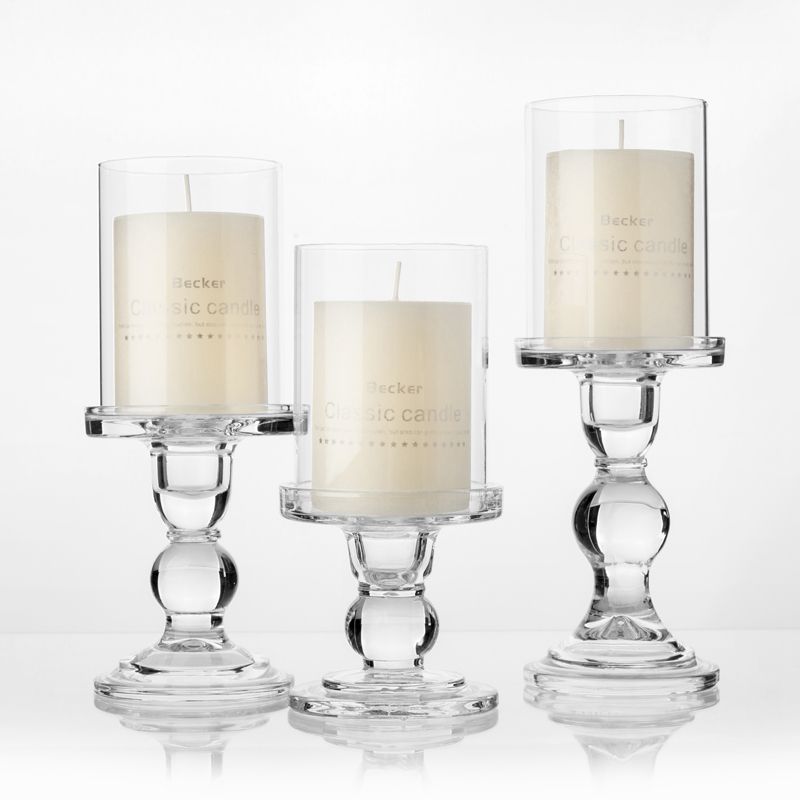 Clear Glass Candle Holder With Cover Pillar Taper Tealight