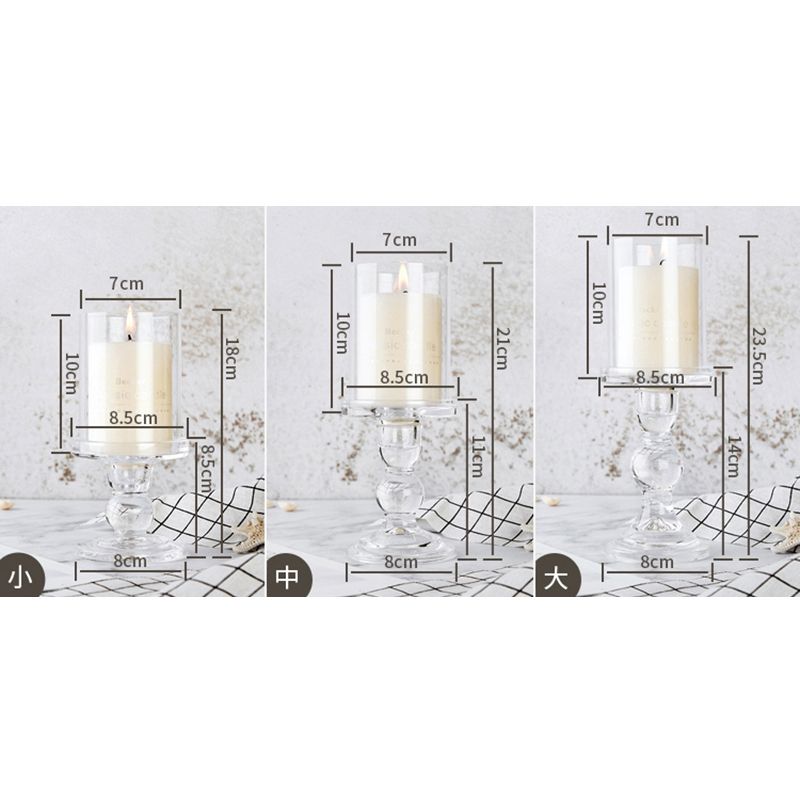Clear Glass Candle Holder With Cover Pillar Taper Tealight
