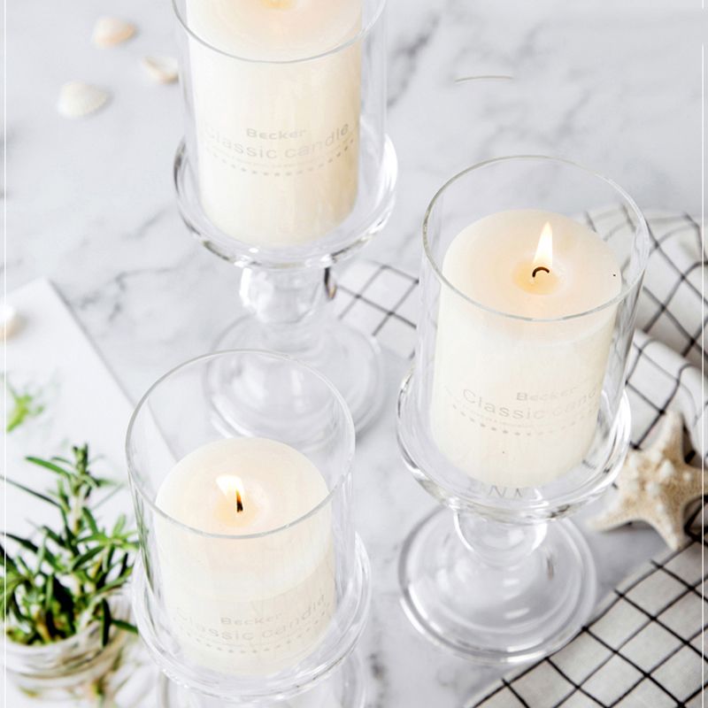 Clear Glass Candle Holder With Cover Pillar Taper Tealight