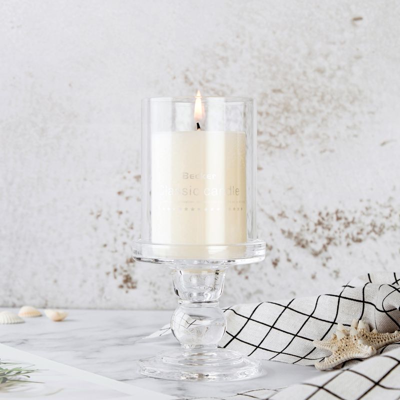 Clear Glass Candle Holder With Cover Pillar Taper Tealight