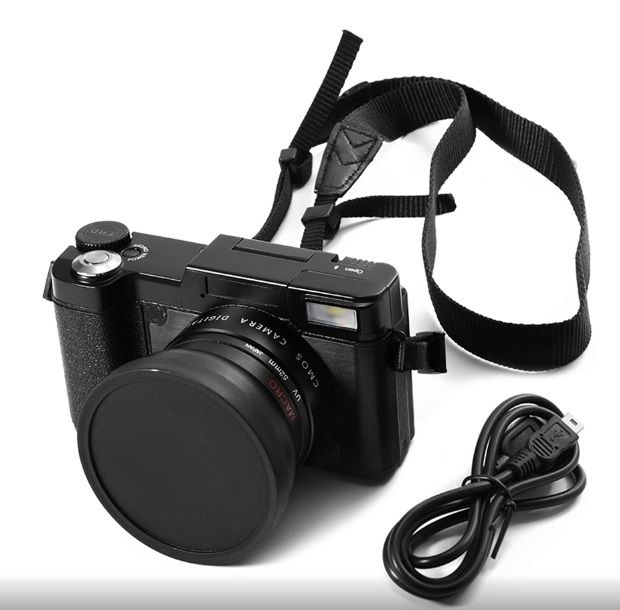 24MP HD Half-DSLR Professional Digital Camera W/4x Telephoto,Fisheye Wide Angle Lens Camera Macro HD Camera