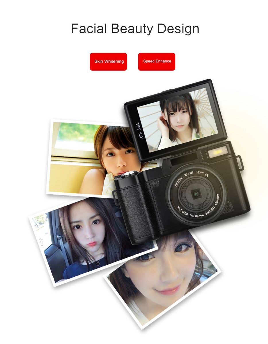24MP HD Half-DSLR Professional Digital Camera W/4x Telephoto,Fisheye Wide Angle Lens Camera Macro HD Camera