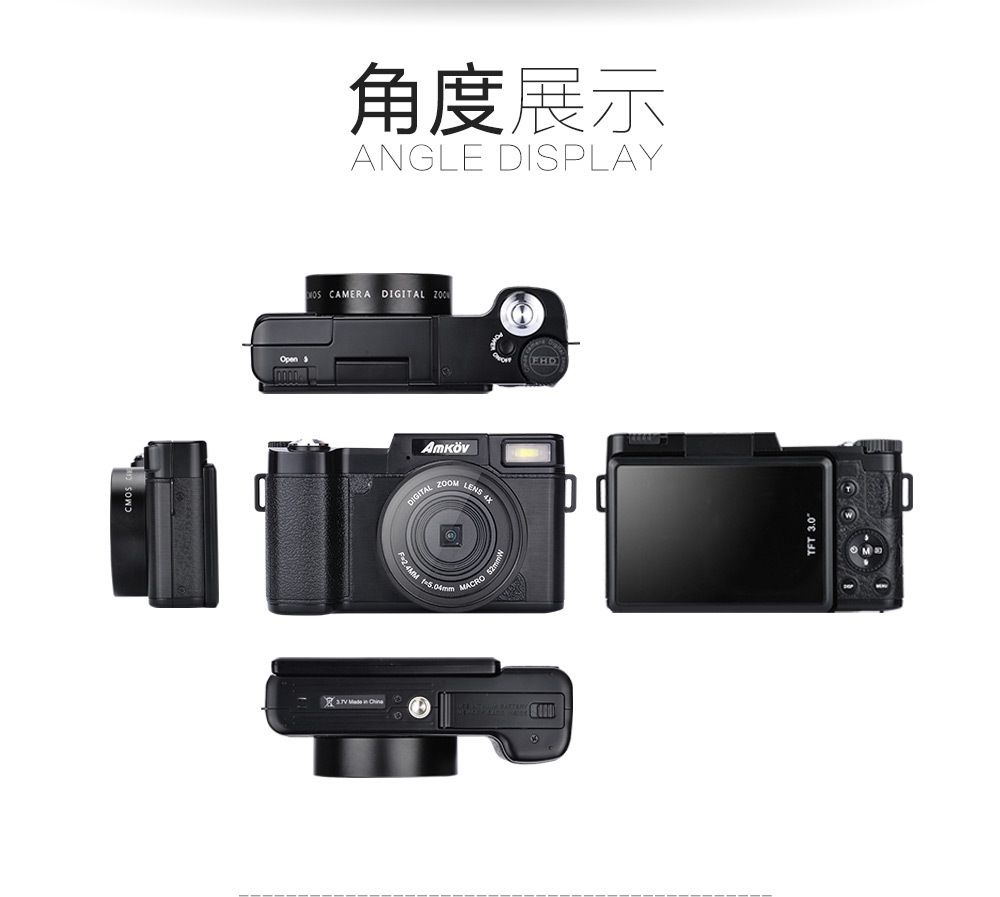 24MP HD Half-DSLR Professional Digital Camera W/4x Telephoto,Fisheye Wide Angle Lens Camera Macro HD Camera