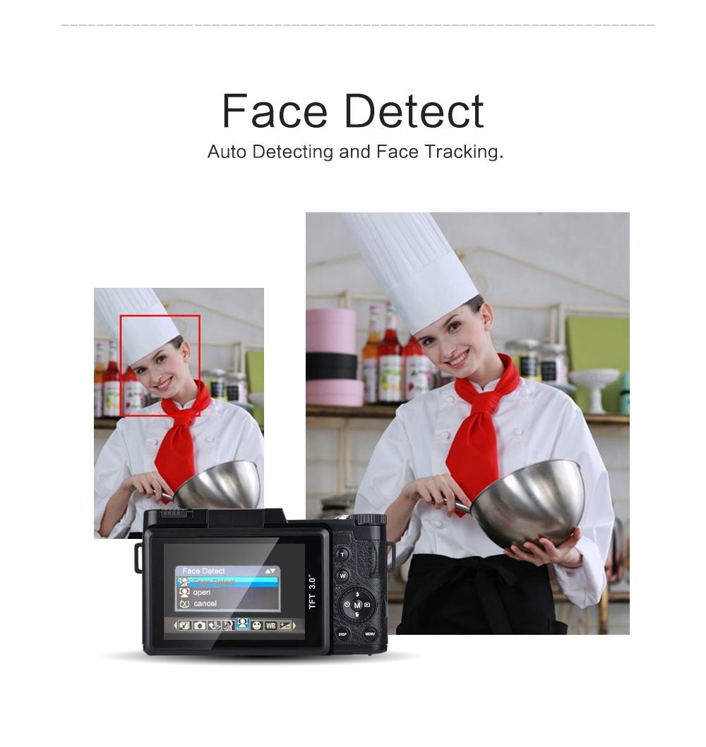 24MP HD Half-DSLR Professional Digital Camera W/4x Telephoto,Fisheye Wide Angle Lens Camera Macro HD Camera