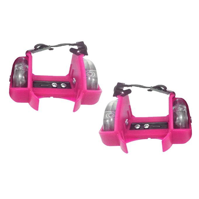 Adjustable Kid Wheel Heel Roller Pulley Light Up Skates Flash Pink
