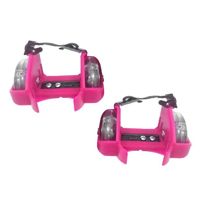 Adjustable Kid Wheel Heel Roller Pulley Light Up Skates Flash Pink
