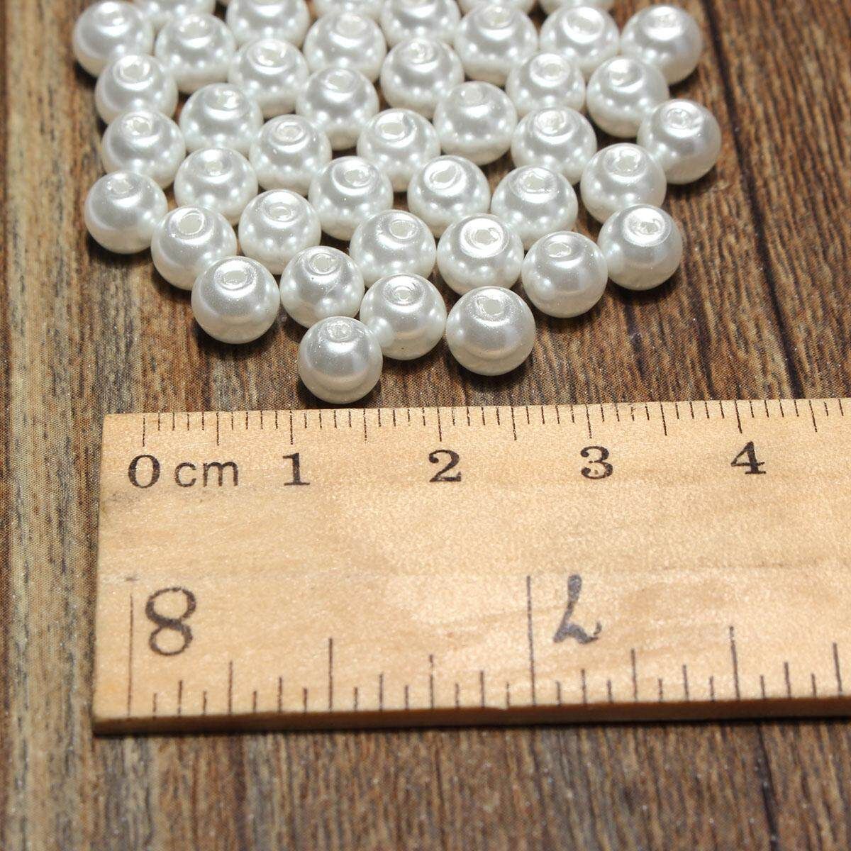 Wholesale Lots Glass Pearl Round Spacer Loose Beads 4mm/6mm/8mm White 4mm 100pc