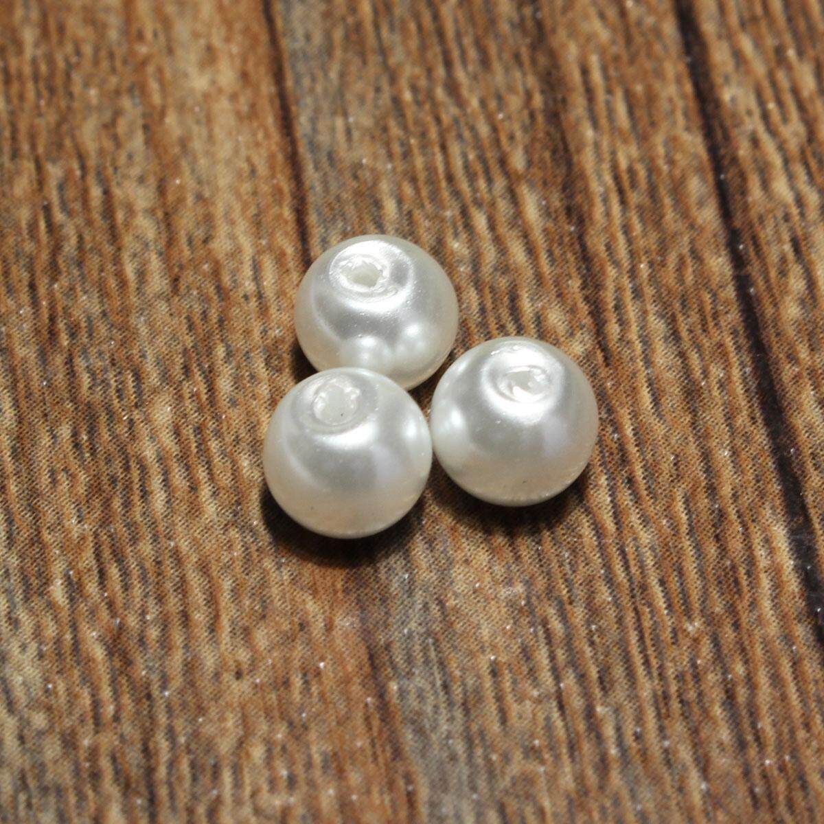 Wholesale Lots Glass Pearl Round Spacer Loose Beads 4mm/6mm/8mm White 4mm 100pc