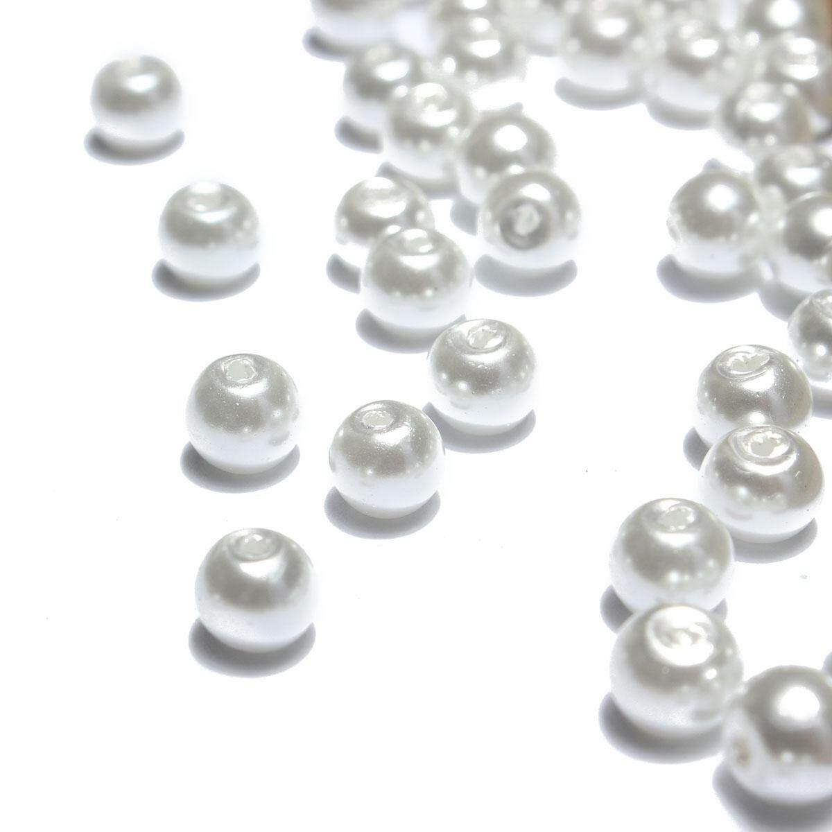 Wholesale Lots Glass Pearl Round Spacer Loose Beads 4mm/6mm/8mm White 4mm 100pc