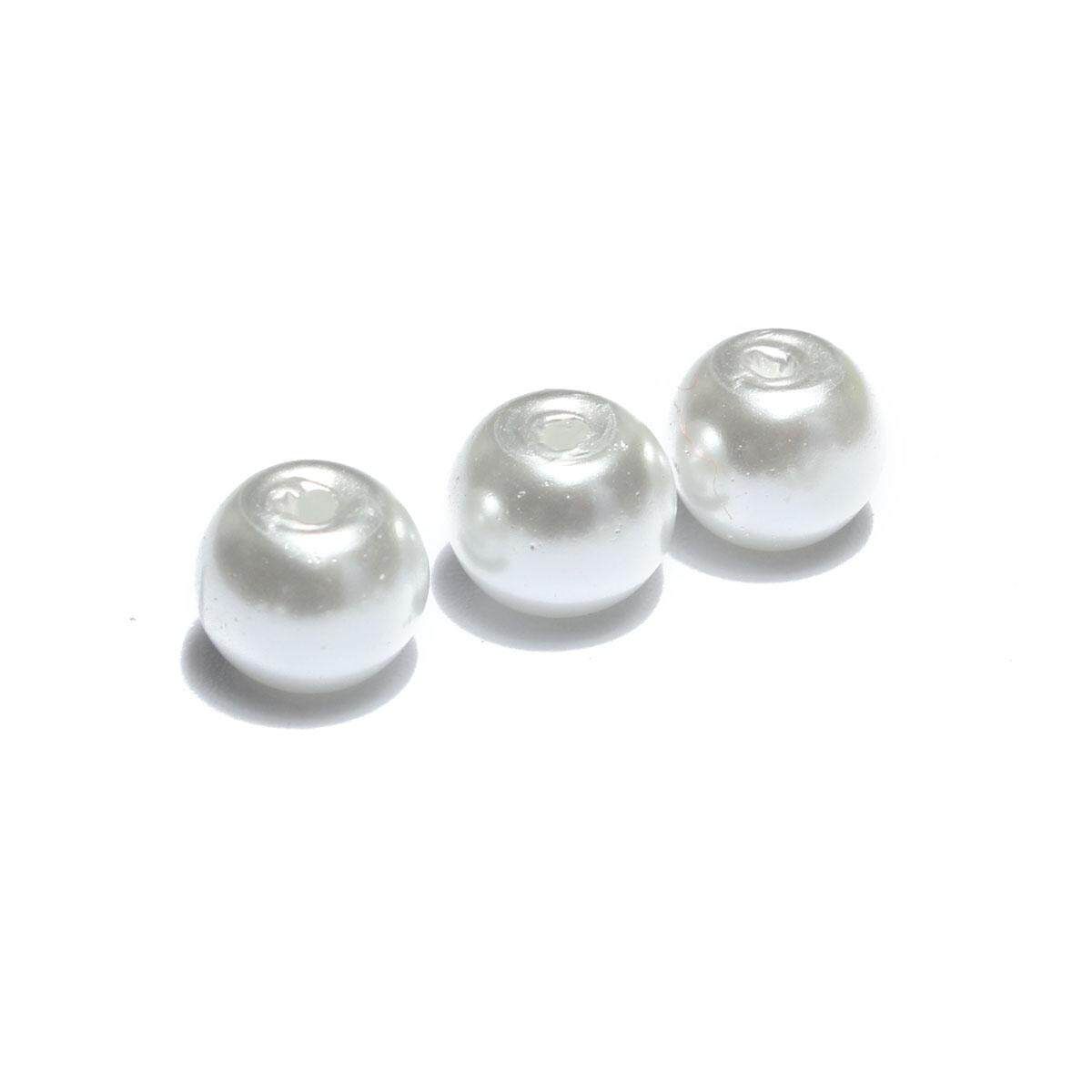 Wholesale Lots Glass Pearl Round Spacer Loose Beads 4mm/6mm/8mm White 4mm 100pc