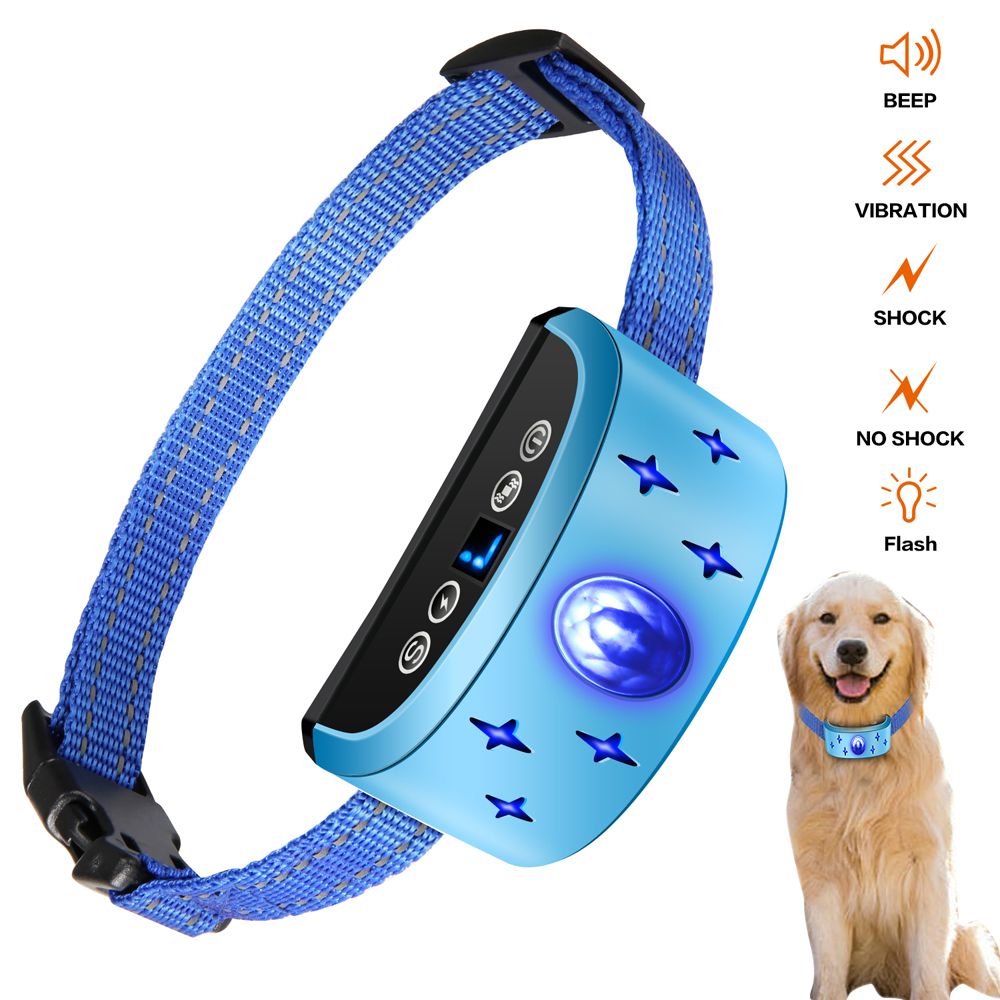 Pet Dog Anti Bark Collar Rechargeable Pets Electric Stop Barking Training Control Collars For Small Large Dogs Trainer Supplies