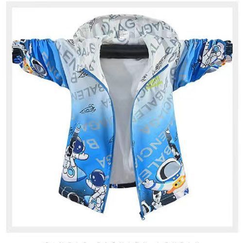Print Animation Kids Boy Kid Denim Hoodie Black Jacket Coat