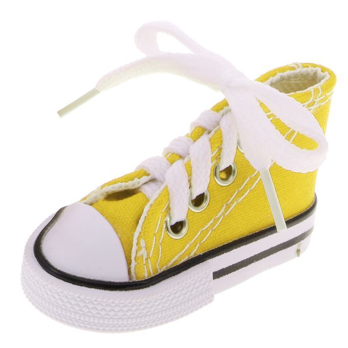 1 Pair Yellow High Top Lace Up Canvas Sneaker Shoes For 14 BJD Yellow