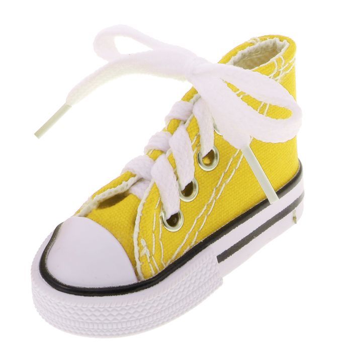 1 Pair Yellow High Top Lace Up Canvas Sneaker Shoes For 14 BJD Yellow