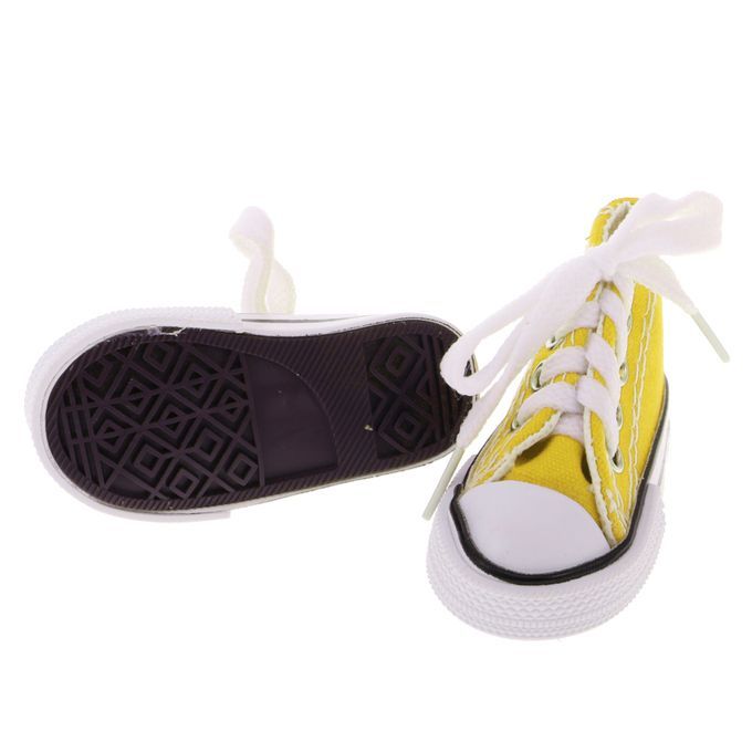 1 Pair Yellow High Top Lace Up Canvas Sneaker Shoes For 14 BJD Yellow