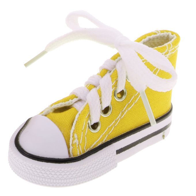 1 Pair Yellow High Top Lace Up Canvas Sneaker Shoes For 14 BJD Yellow