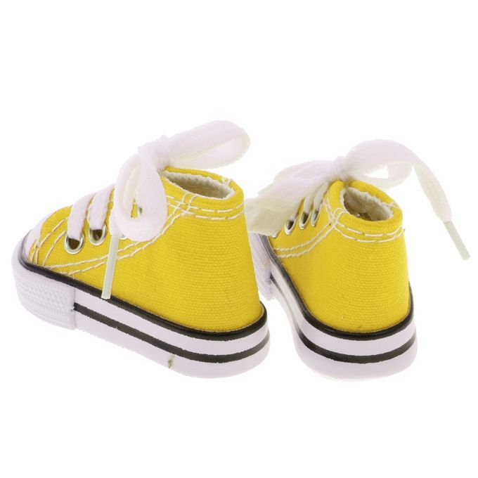 1 Pair Yellow High Top Lace Up Canvas Sneaker Shoes For 14 BJD Yellow