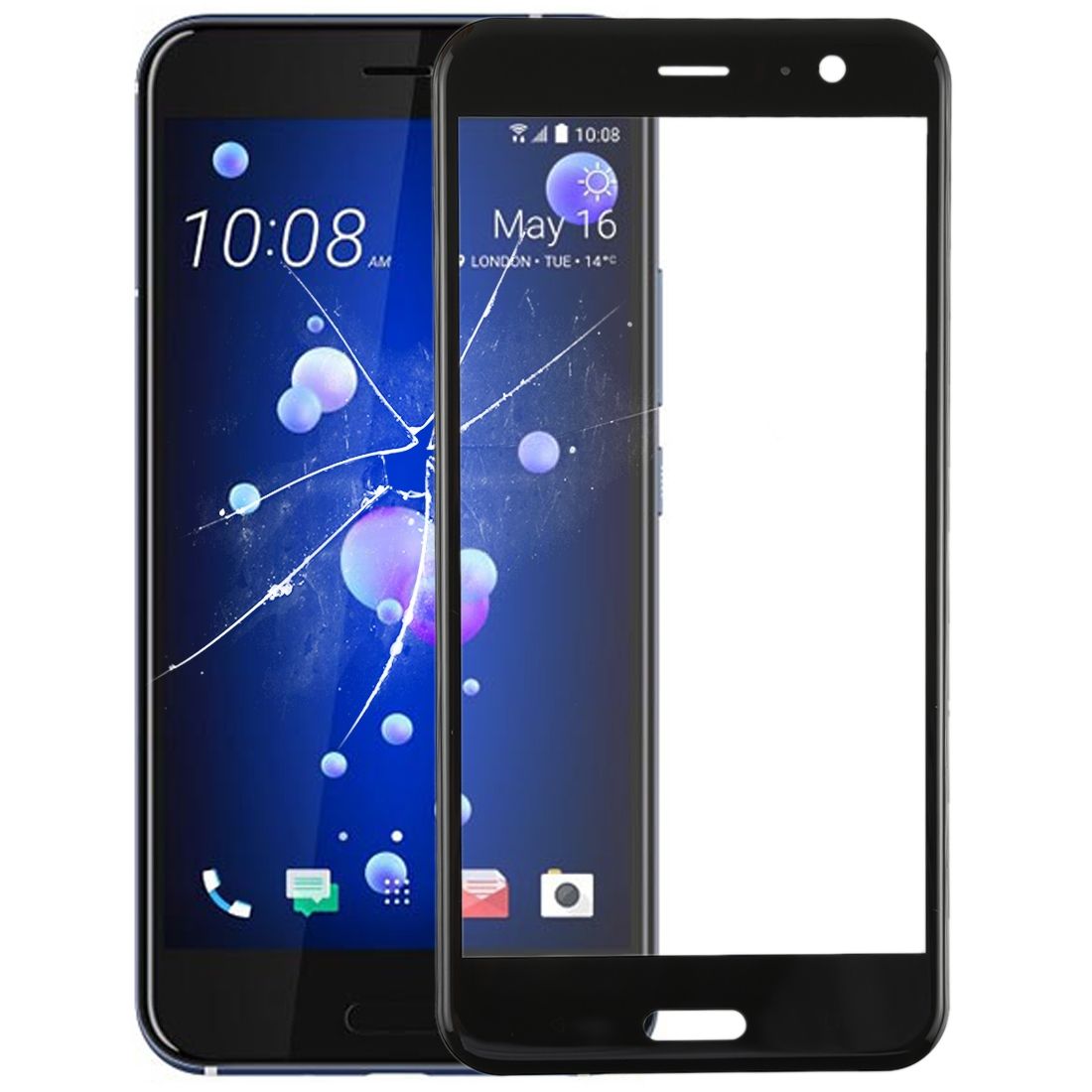 10 PCS Front Screen Outer Glass Lens For HTC U11(Black)