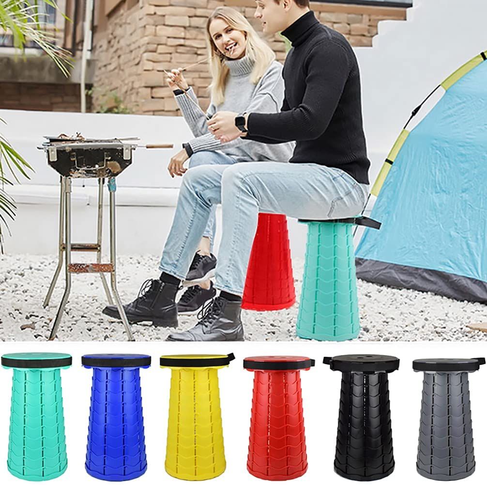 Ultralight Camping Chair Outdoor Retractable Stool Plastic Chairs For Picnic, Hiking, Camping, Backpacking, Beach, Picnic, Black