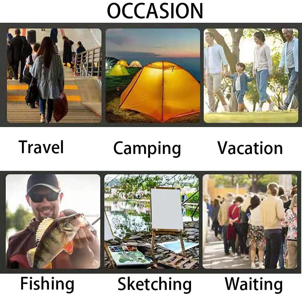 Ultralight Camping Chair Outdoor Retractable Stool Plastic Chairs For Picnic, Hiking, Camping, Backpacking, Beach, Picnic, Black