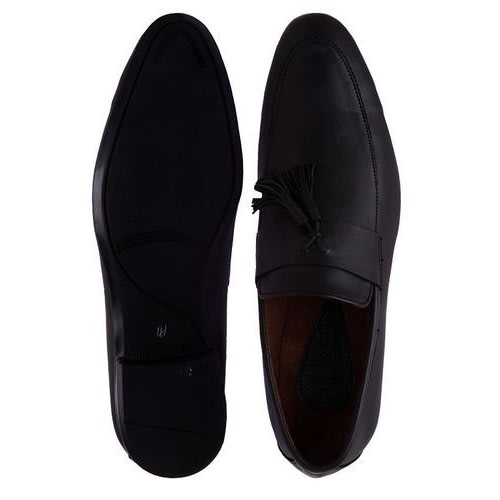 Men's Formal Slip-on Shoes With Bell Detail - Black