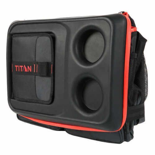 Titan 50-Can Collapsible Cooler Tabletop & 2 Drink Holders Lid -Black & Orange