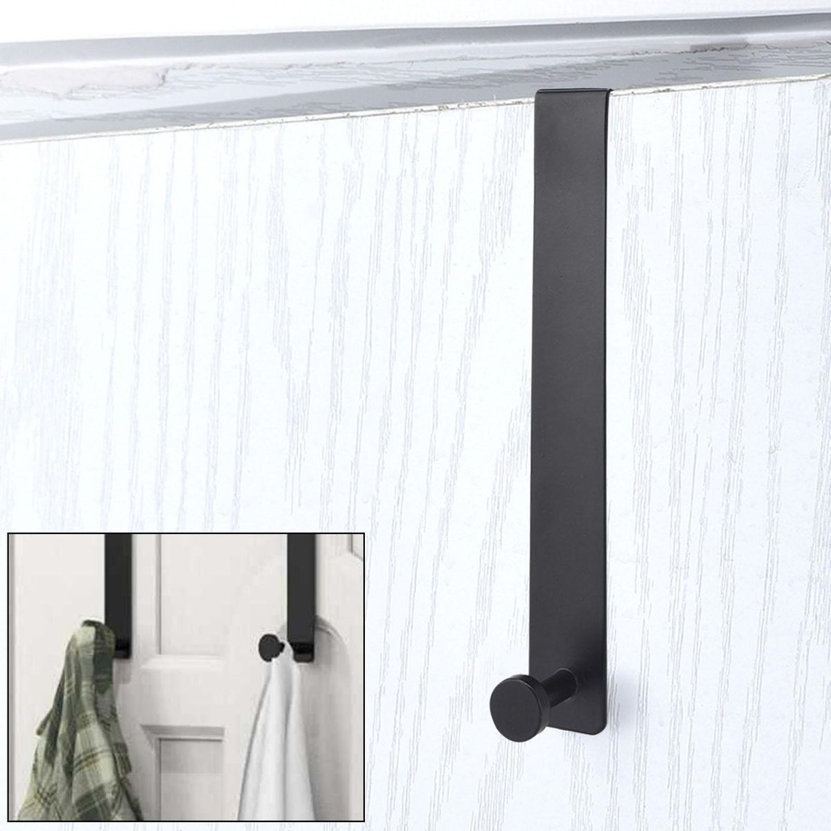 Towel Hook Doormate Versatile Over-the-door Organizer for Clothes Hats Black