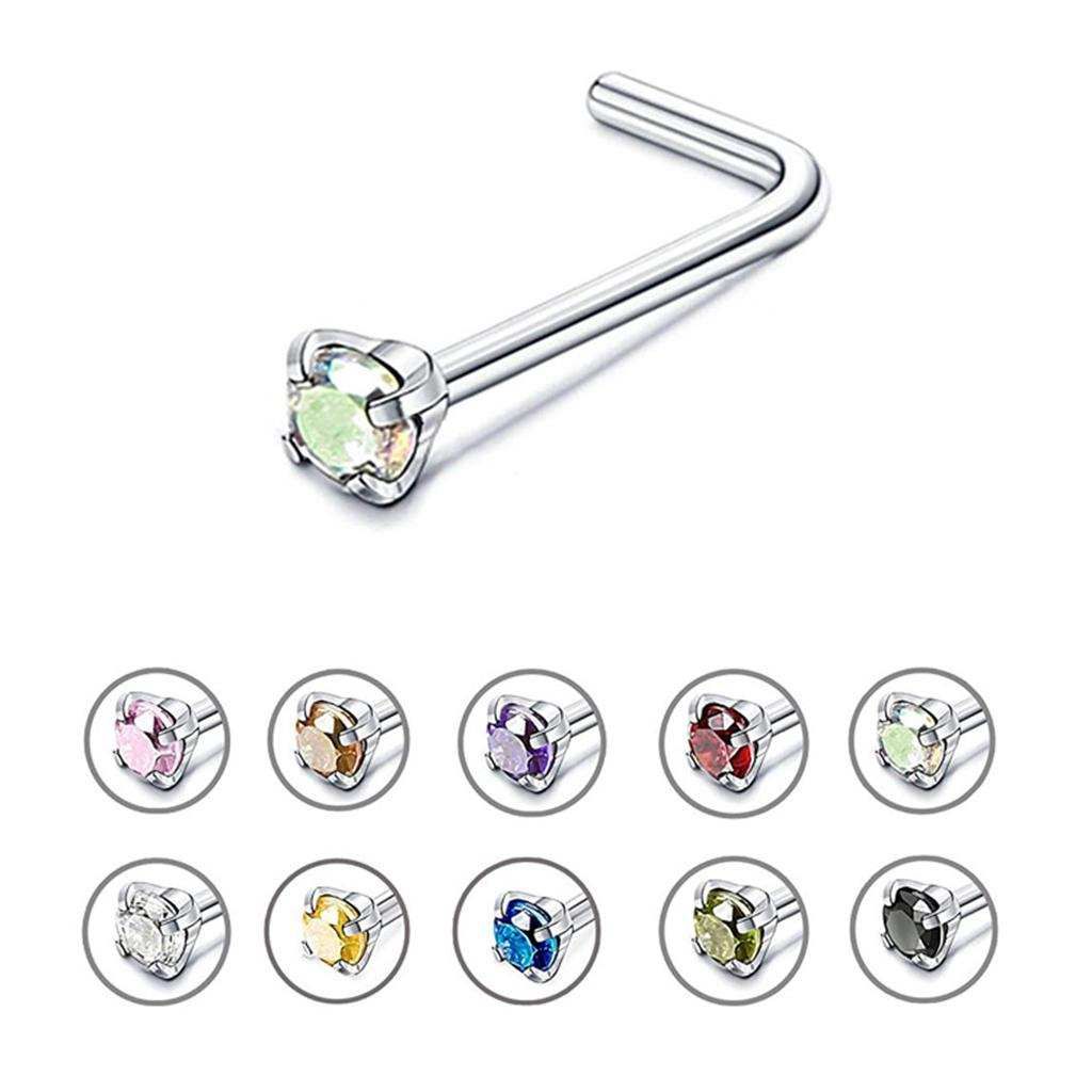 10pcs Stainless Steel 18G L Shape Nose Stud  1 3mm