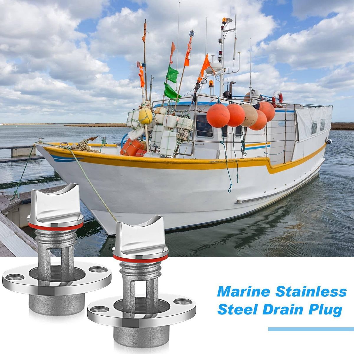 Stainless Steel Boat Drain Plug Bung Hole Drainage Marine