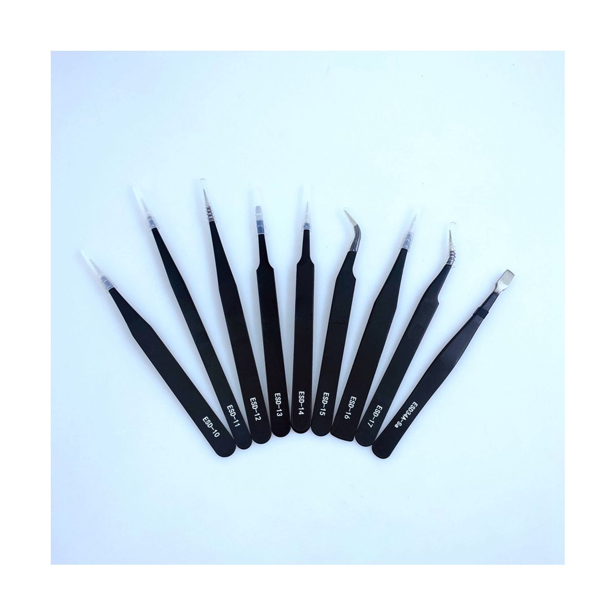 Anti-Static Tweezers Combination Set Cloth Bag 10-Piece Set Flat Head
