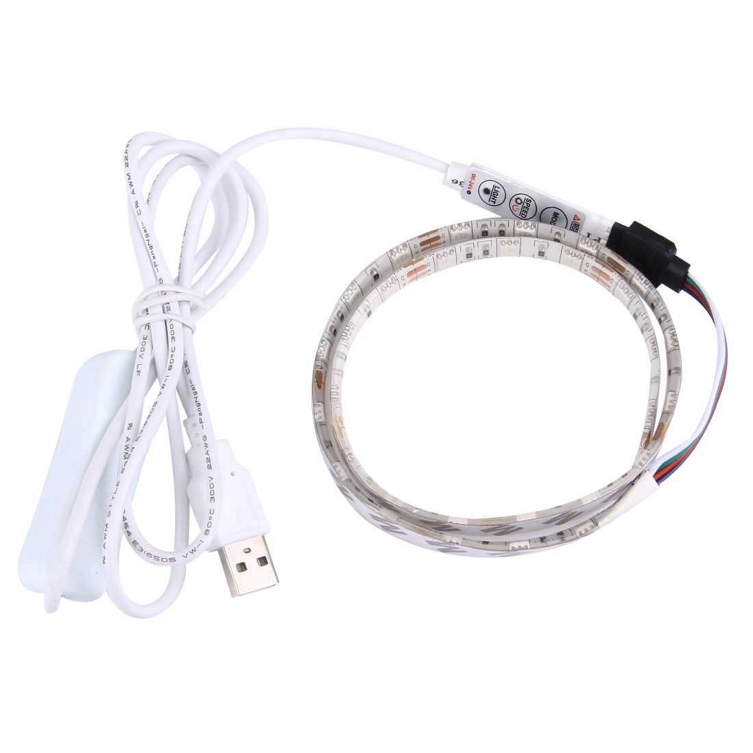 50cm 3W USB TV Rope Light , Epoxy IP65 Waterproof 30 LED 5050 SMD With 1m Extended Switch Cable & Manual Controller, Wide: 10mm(Colorful Light)