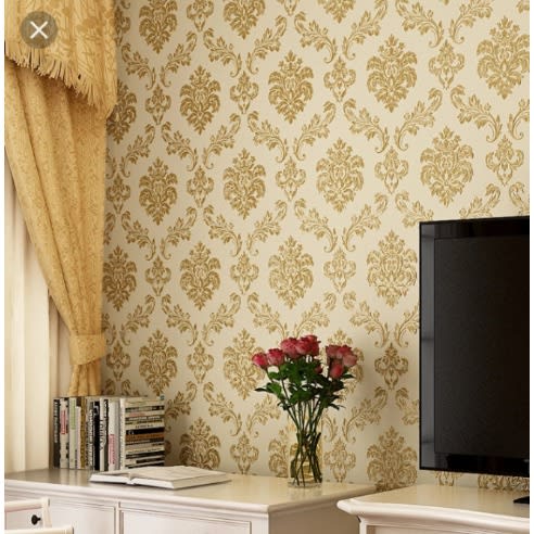 Gold Texture 3d Damask Wallpaper - 5.3 Xsqm