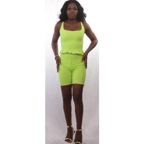 Short And Crop Top - Lemon