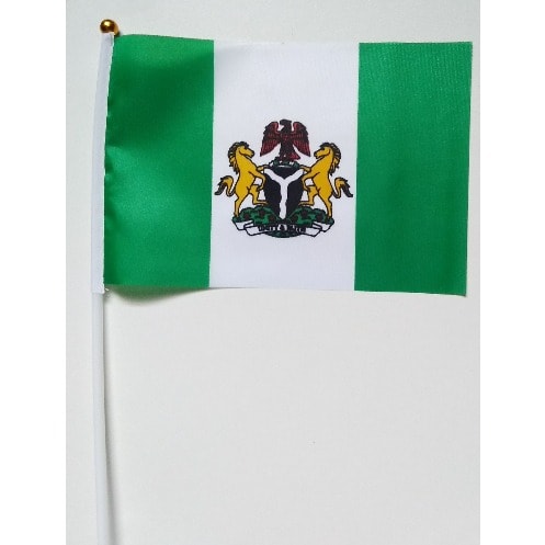 Nigeria Handheld Flag With Plastic Pole - 6 Pieces