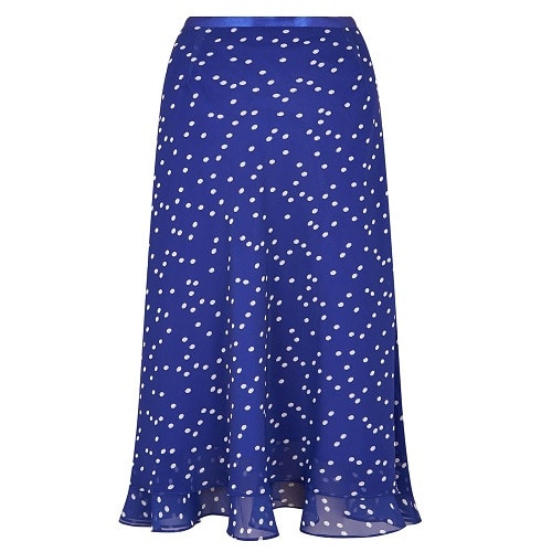 Spotted Layer Skirt & Cowl Neck Top Suit - Blue