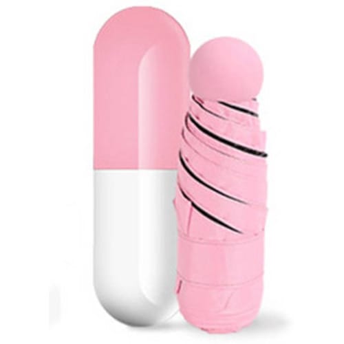 Anti-uv Folding Capsule Umbrella With Case - Pink