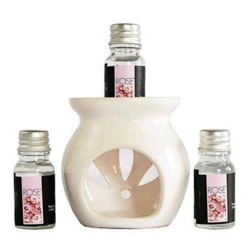 Fragrance Oil Burner With 3 Scented Oil Bottles