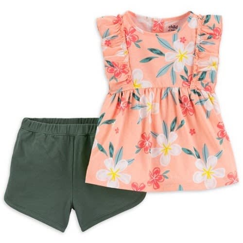 Child Of Mine Toddler Girls Flutter Top & Shorts Outfit Set - Floral